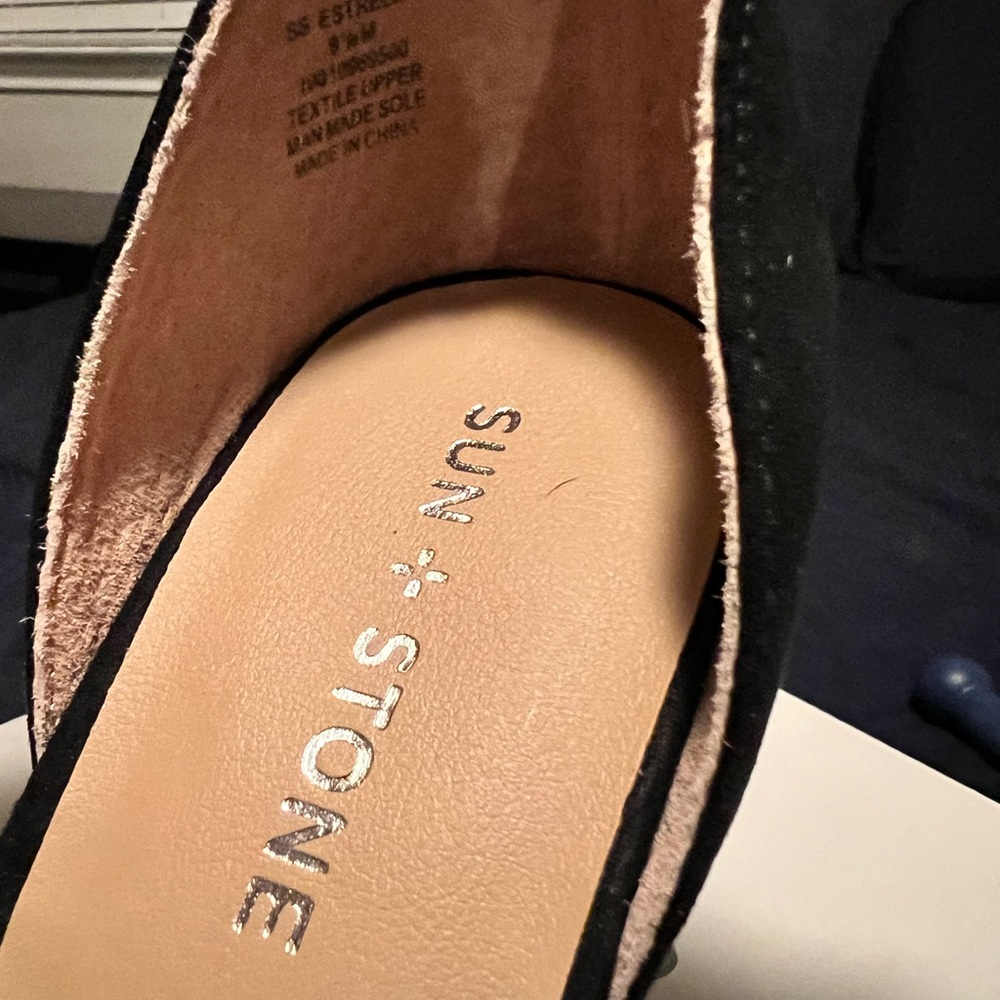 Brand new in box and never worn, Sun + Stone heels in black -  size 9.
